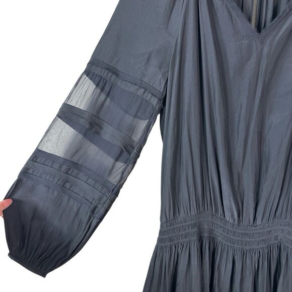 RAMY BROOK Aidan Black Mini Dress Size Medium Silk Blend Long Sleeve - Picture 7 of 13